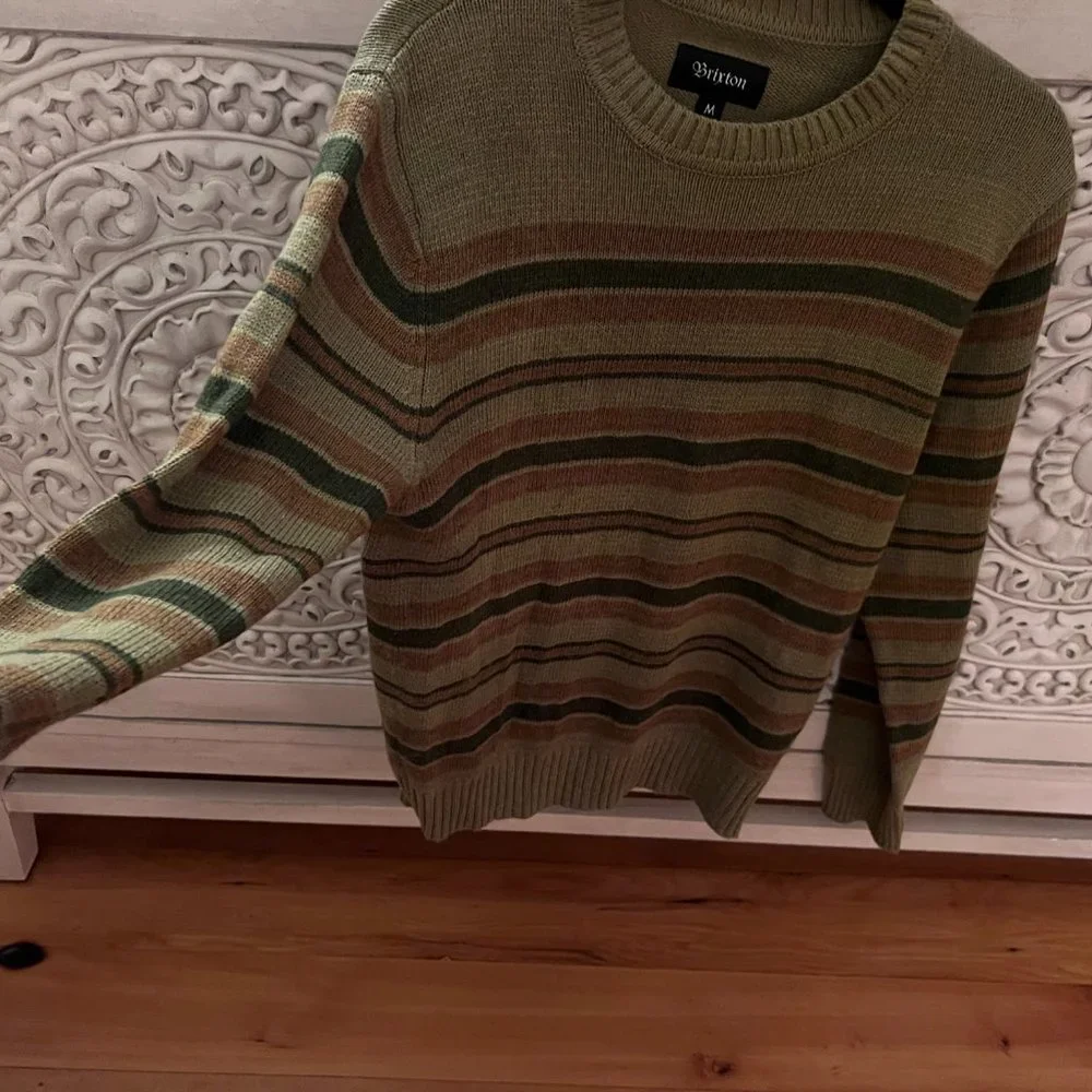 Brixton Surf - Olive Striped Sweater Womens M - Picture 3 of 5
